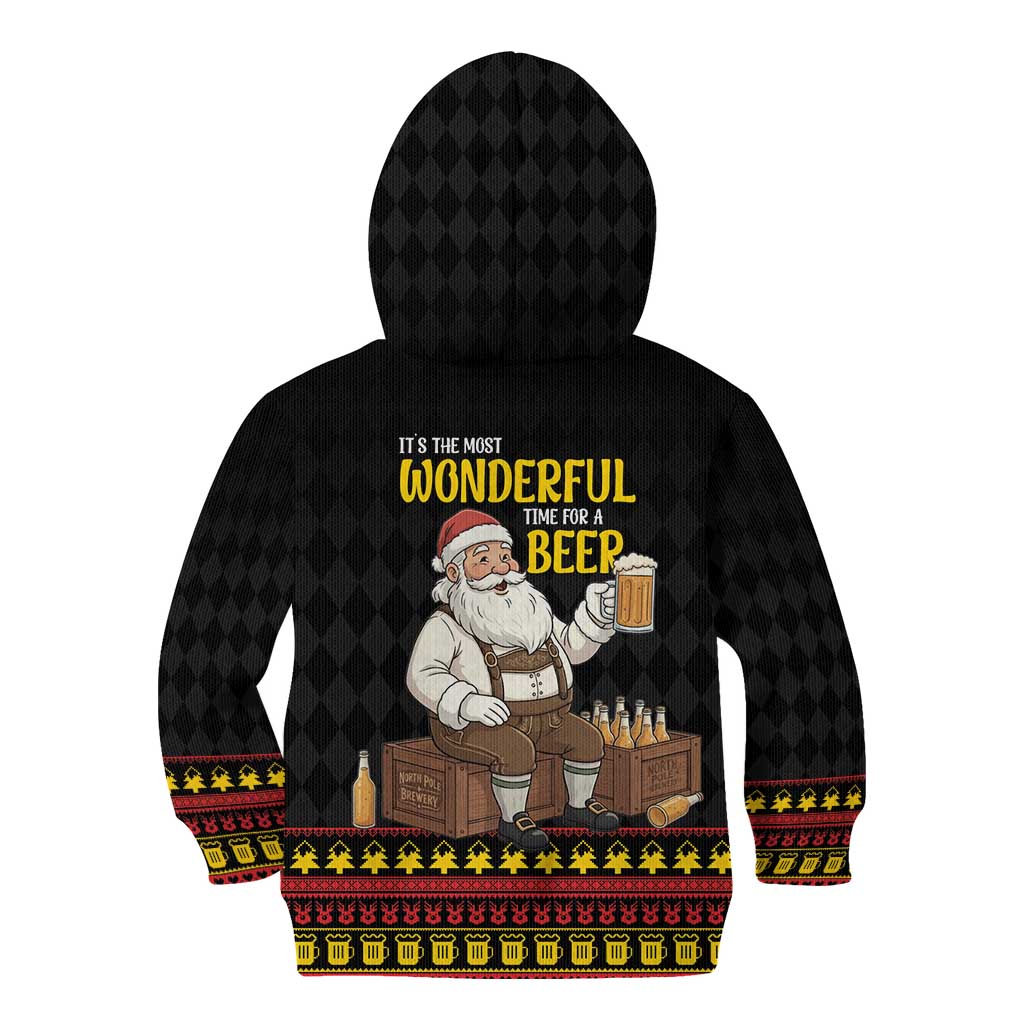 Funny Santa Claus Kid Hoodie It's The Most Wonderful Time For A Beer - Wonder Print Shop