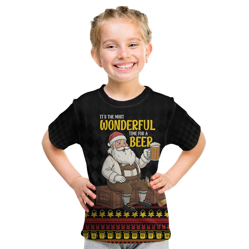 Funny Santa Claus Kid T Shirt It's The Most Wonderful Time For A Beer - Wonder Print Shop