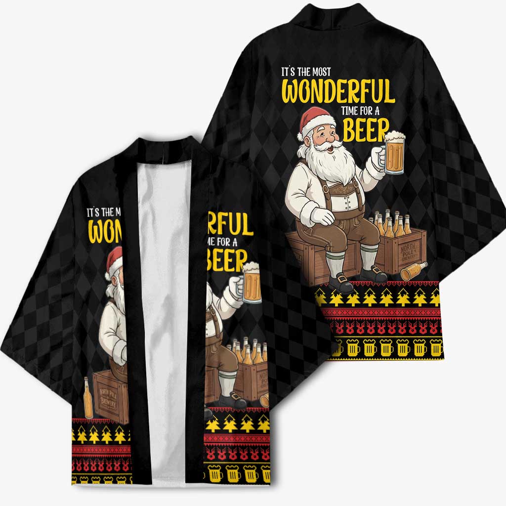 Funny Santa Claus Kimono It's The Most Wonderful Time For A Beer - Wonder Print Shop