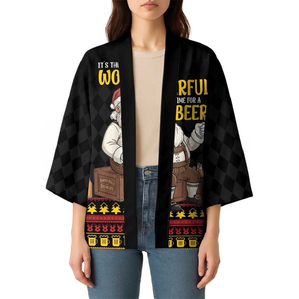 Funny Santa Claus Kimono It's The Most Wonderful Time For A Beer - Wonder Print Shop
