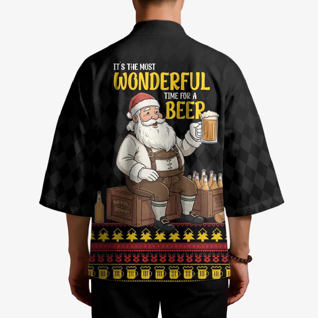Funny Santa Claus Kimono It's The Most Wonderful Time For A Beer - Wonder Print Shop