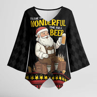 Funny Santa Claus Kimono Sleeve Blouse It's The Most Wonderful Time For A Beer - Wonder Print Shop