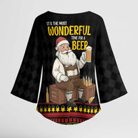 Funny Santa Claus Kimono Sleeve Blouse It's The Most Wonderful Time For A Beer - Wonder Print Shop