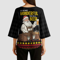 Funny Santa Claus Kimono Sleeve Blouse It's The Most Wonderful Time For A Beer - Wonder Print Shop