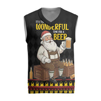 Funny Santa Claus Christmas Knitted V-Neck Vest It's The Most Wonderful Time For A Beer - Wonder Print Shop