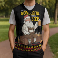 Funny Santa Claus Christmas Knitted V-Neck Vest It's The Most Wonderful Time For A Beer - Wonder Print Shop