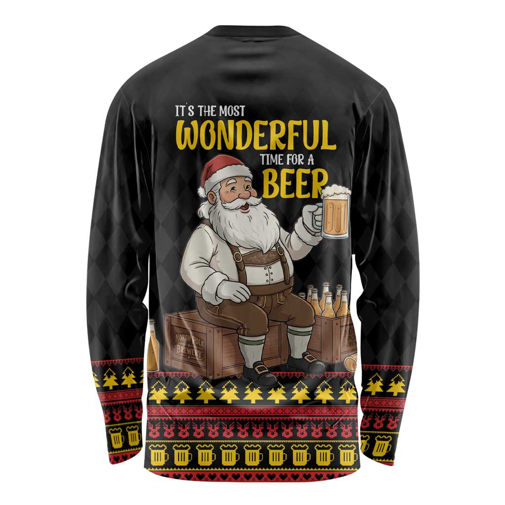 Funny Santa Claus Long Sleeve Shirt It's The Most Wonderful Time For A Beer - Wonder Print Shop