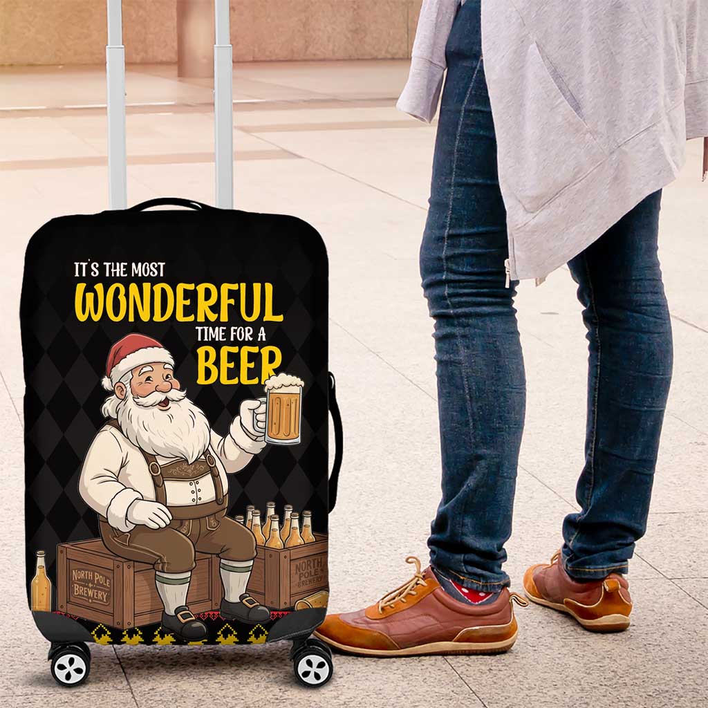 Funny Santa Claus Luggage Cover It's The Most Wonderful Time For A Beer - Wonder Print Shop