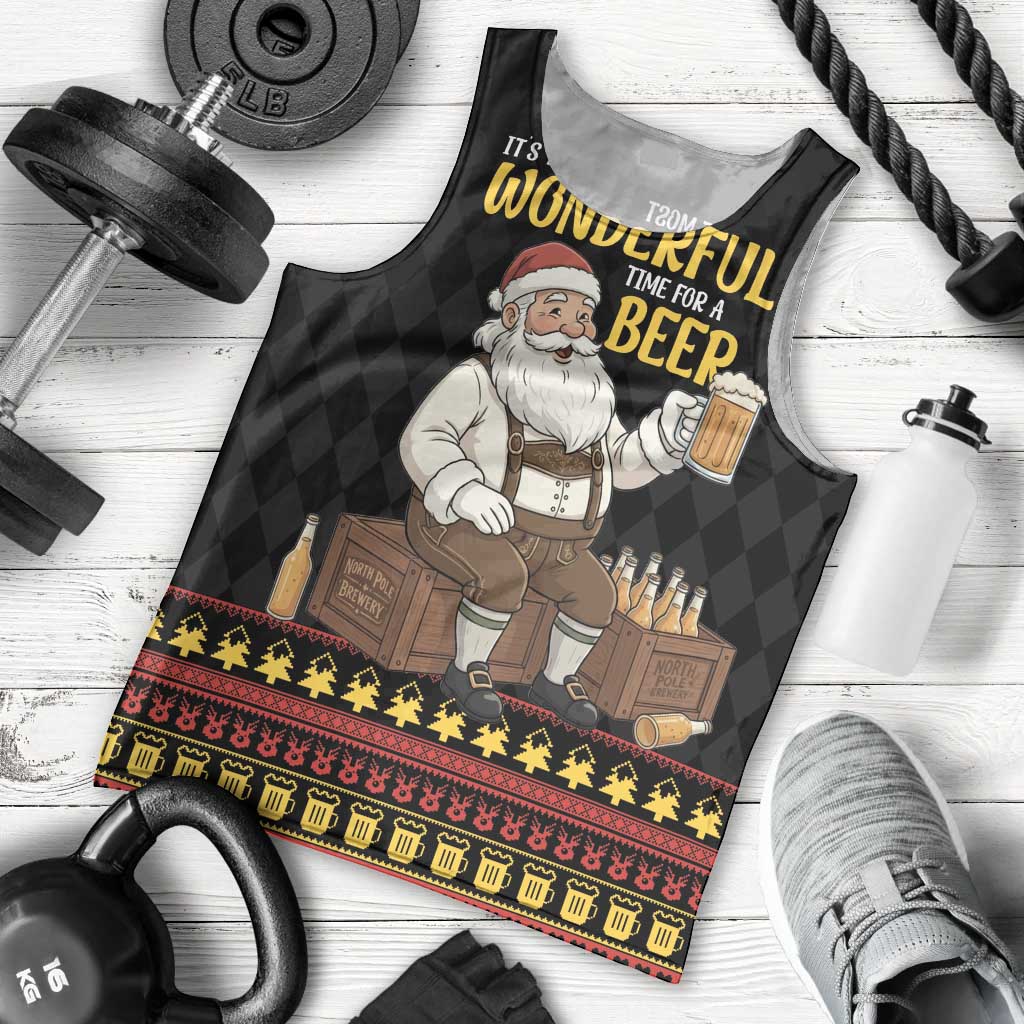 Funny Santa Claus Men Tank Top It's The Most Wonderful Time For A Beer - Wonder Print Shop