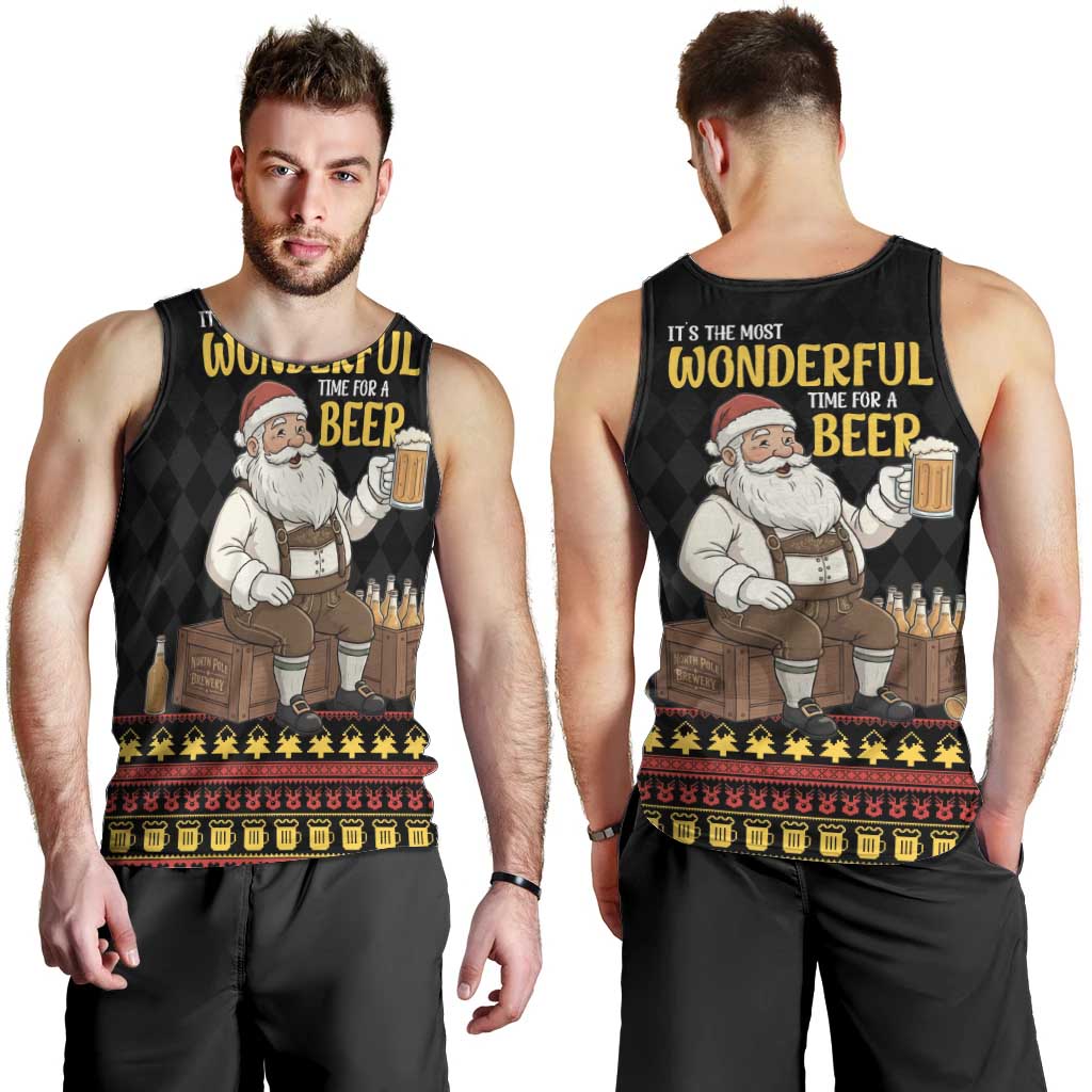 Funny Santa Claus Men Tank Top It's The Most Wonderful Time For A Beer - Wonder Print Shop