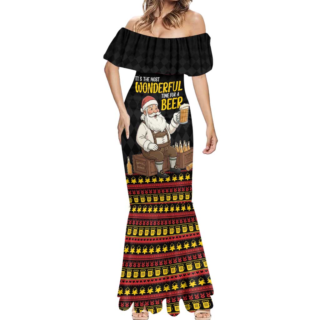 Funny Santa Claus Mermaid Dress It's The Most Wonderful Time For A Beer - Wonder Print Shop