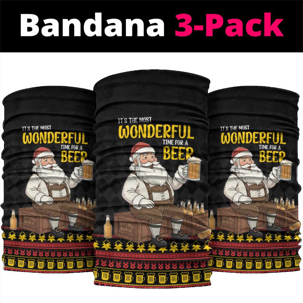 Funny Santa Claus Neck Gaiter It's The Most Wonderful Time For A Beer - Wonder Print Shop