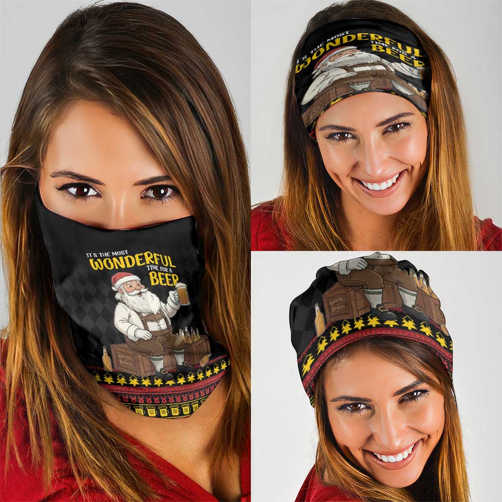 Funny Santa Claus Neck Gaiter It's The Most Wonderful Time For A Beer - Wonder Print Shop