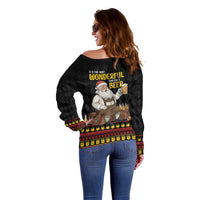 Funny Santa Claus Off Shoulder Sweater It's The Most Wonderful Time For A Beer - Wonder Print Shop