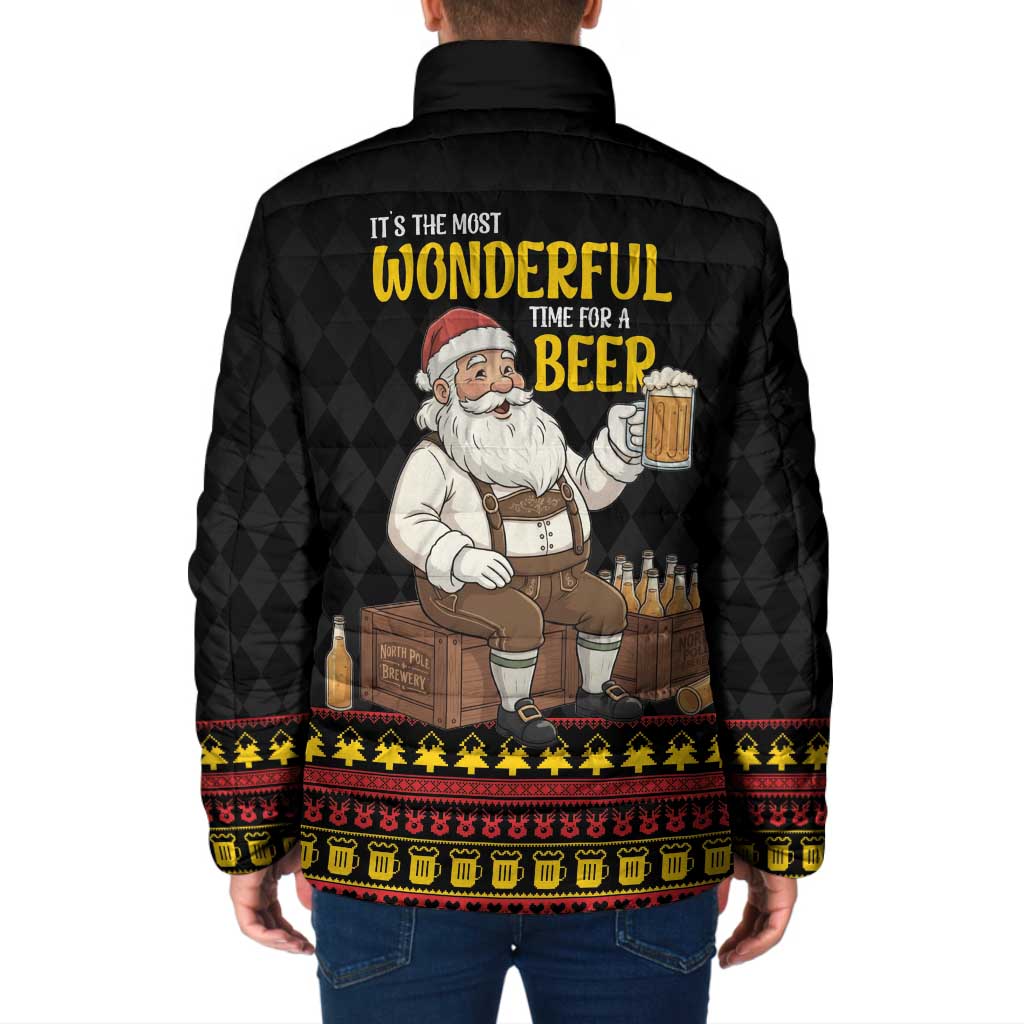 Funny Santa Claus Padded Jacket It's The Most Wonderful Time For A Beer - Wonder Print Shop