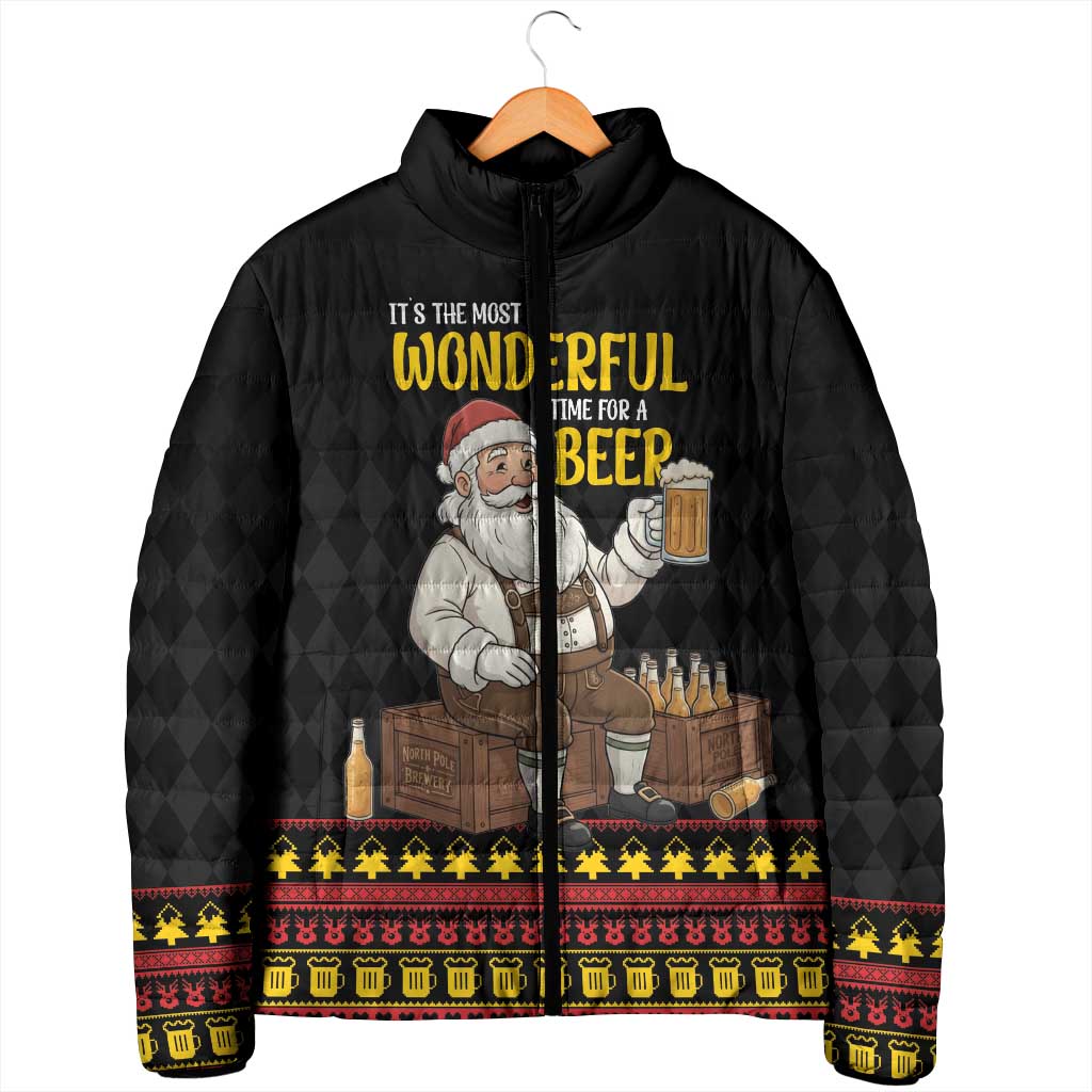 Funny Santa Claus Padded Jacket It's The Most Wonderful Time For A Beer - Wonder Print Shop