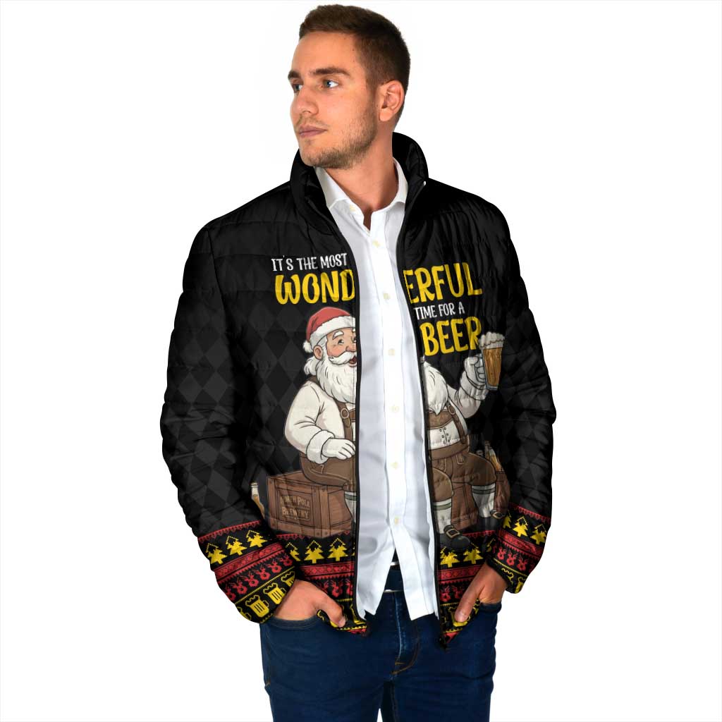 Funny Santa Claus Padded Jacket It's The Most Wonderful Time For A Beer - Wonder Print Shop