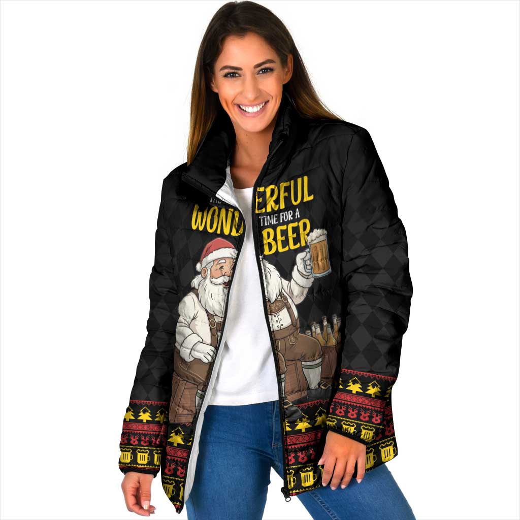 Funny Santa Claus Padded Jacket It's The Most Wonderful Time For A Beer - Wonder Print Shop