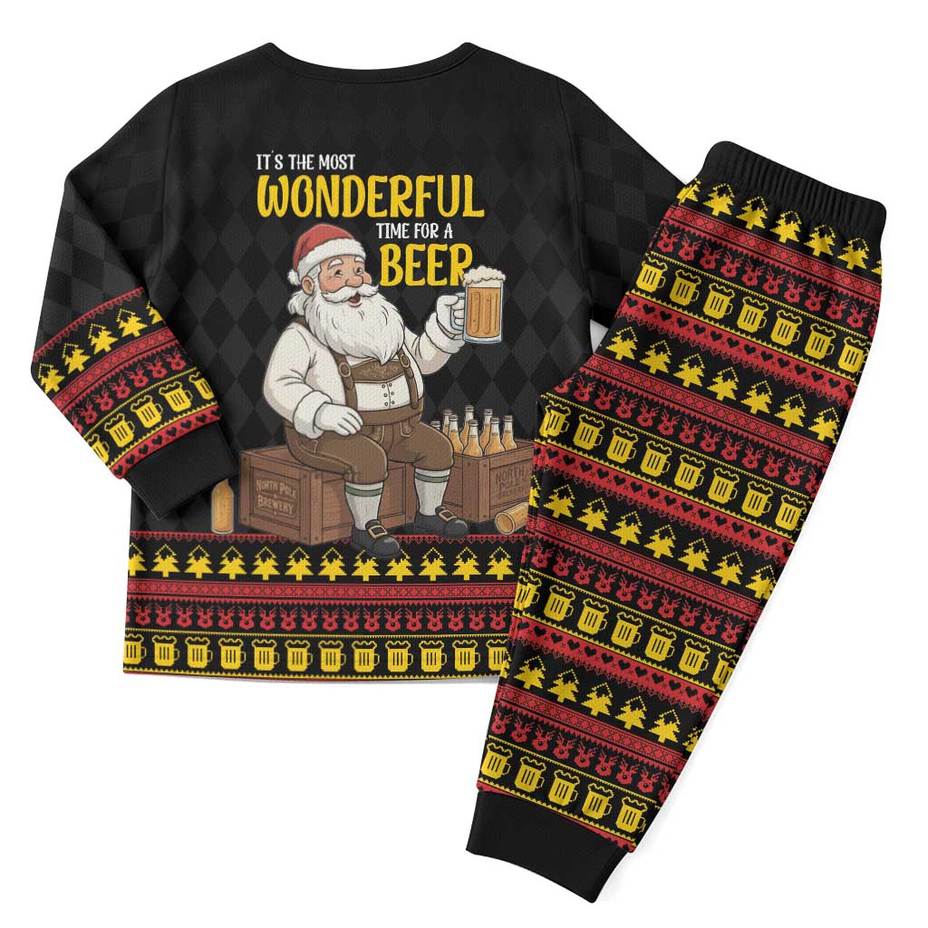 Funny Santa Claus Christmas Pajama Set It's The Most Wonderful Time For A Beer - Wonder Print Shop