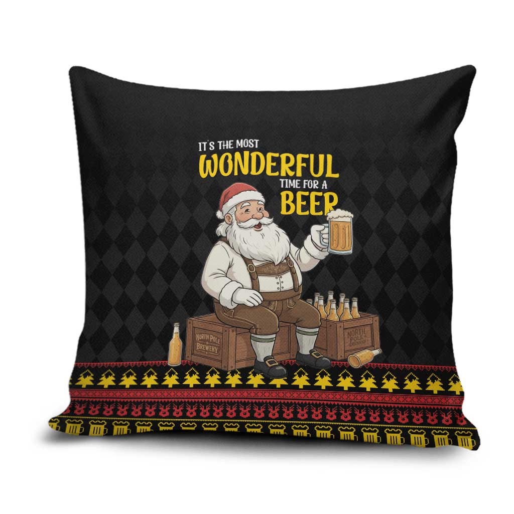 Funny Santa Claus Pillow Cover It's The Most Wonderful Time For A Beer - Wonder Print Shop