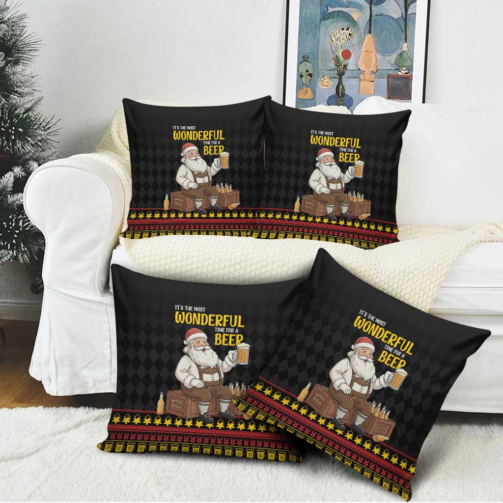 Funny Santa Claus Pillow Cover It's The Most Wonderful Time For A Beer - Wonder Print Shop