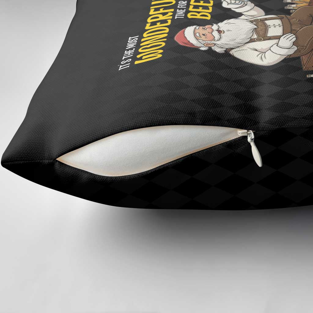 Funny Santa Claus Pillow Cover It's The Most Wonderful Time For A Beer - Wonder Print Shop