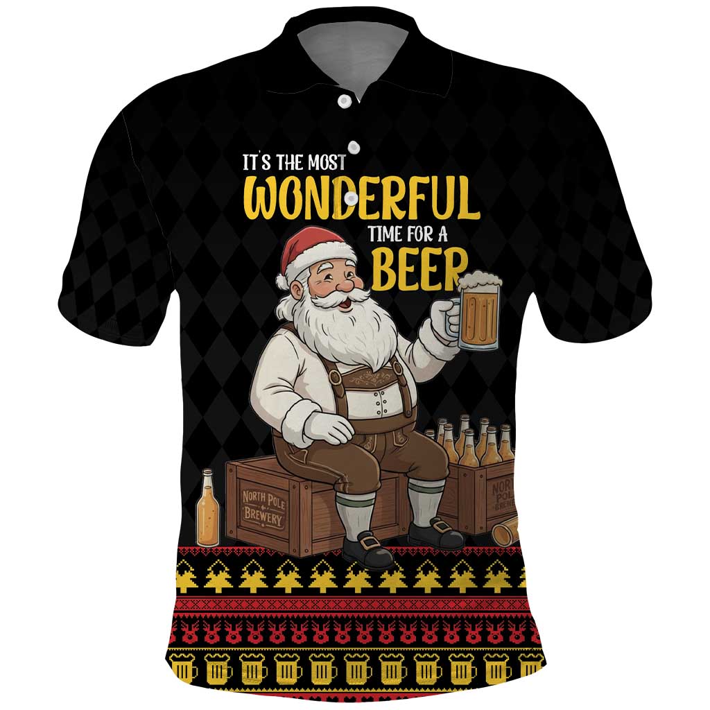 Funny Santa Claus Polo Shirt It's The Most Wonderful Time For A Beer - Wonder Print Shop