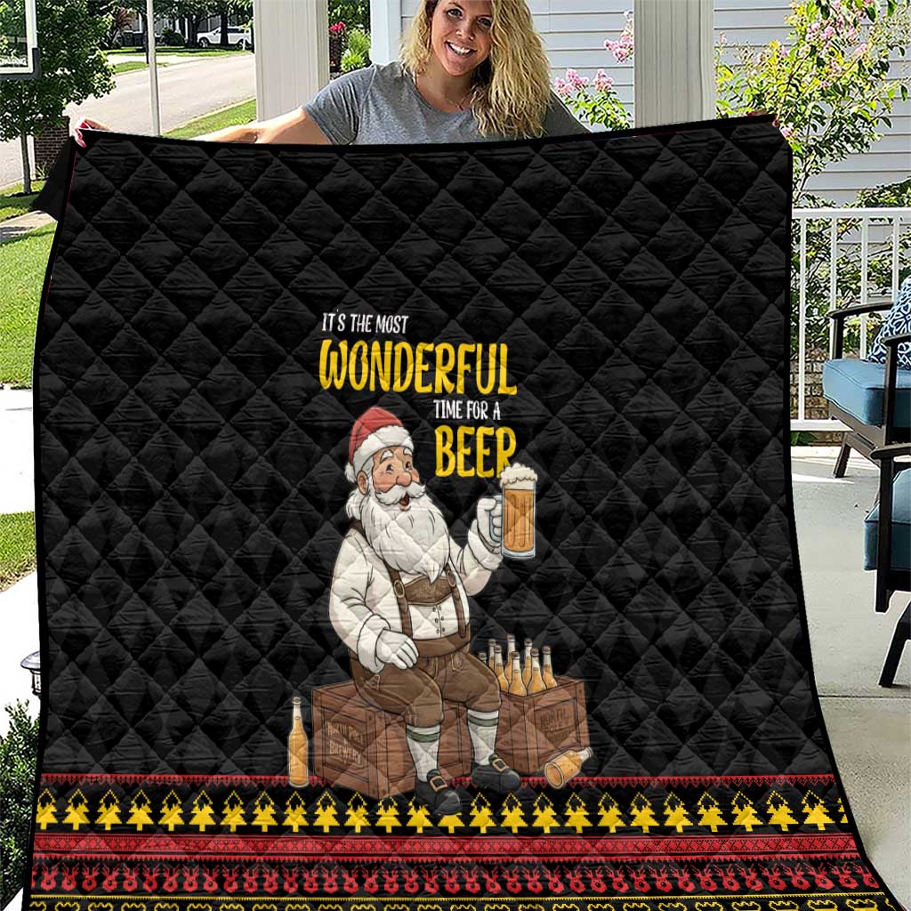 Funny Santa Claus Quilt It's The Most Wonderful Time For A Beer - Wonder Print Shop