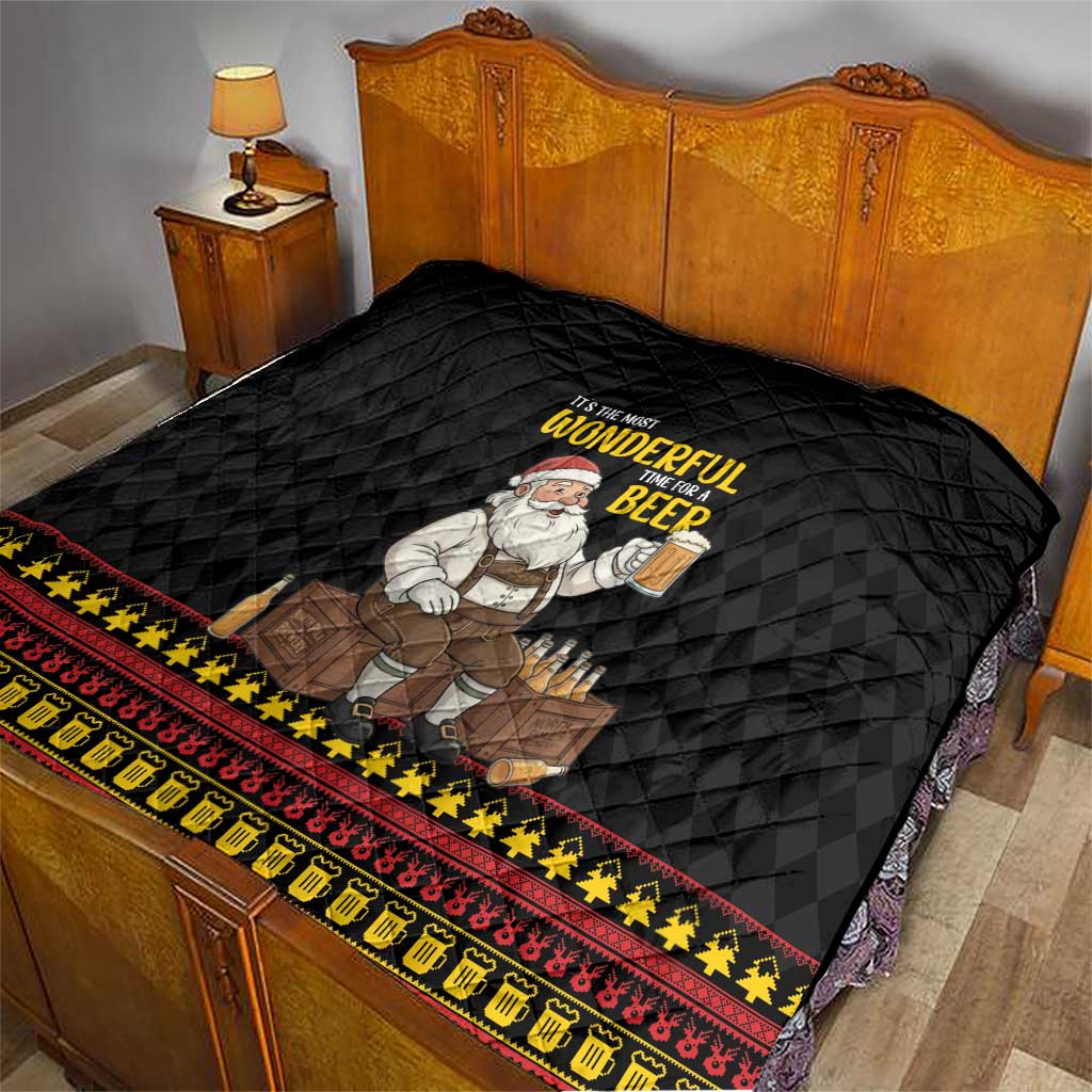 Funny Santa Claus Quilt It's The Most Wonderful Time For A Beer - Wonder Print Shop