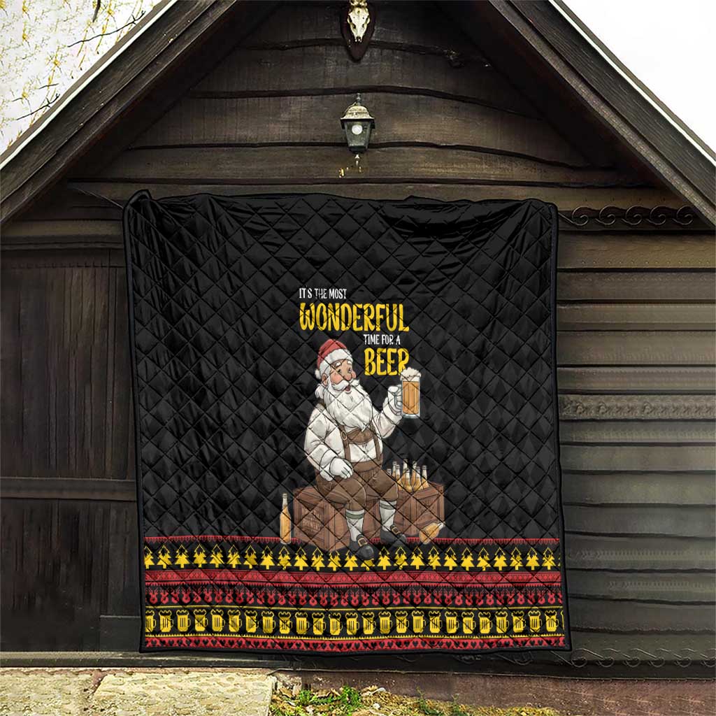 Funny Santa Claus Quilt It's The Most Wonderful Time For A Beer - Wonder Print Shop