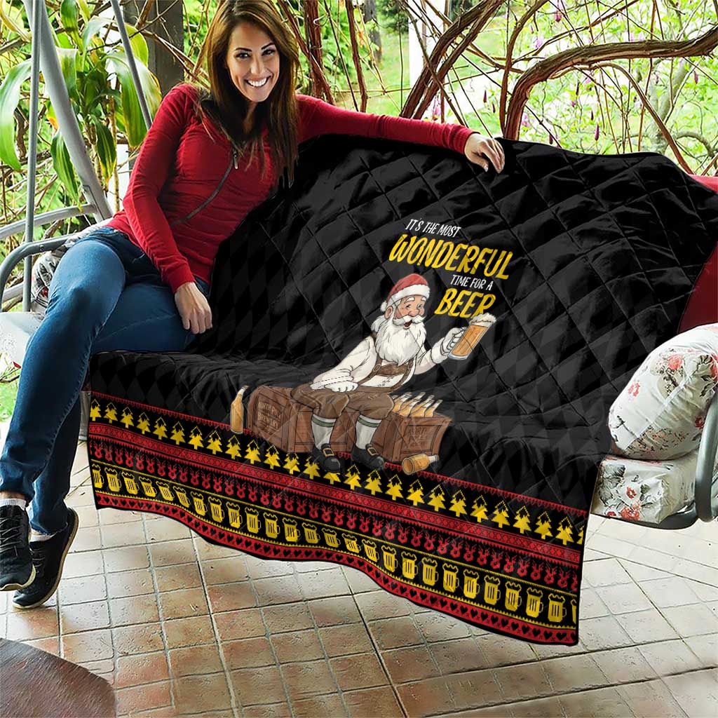 Funny Santa Claus Quilt It's The Most Wonderful Time For A Beer - Wonder Print Shop