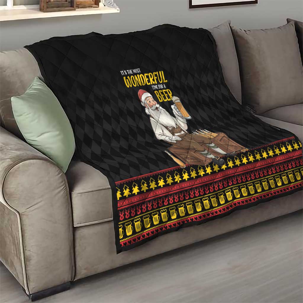 Funny Santa Claus Quilt It's The Most Wonderful Time For A Beer - Wonder Print Shop