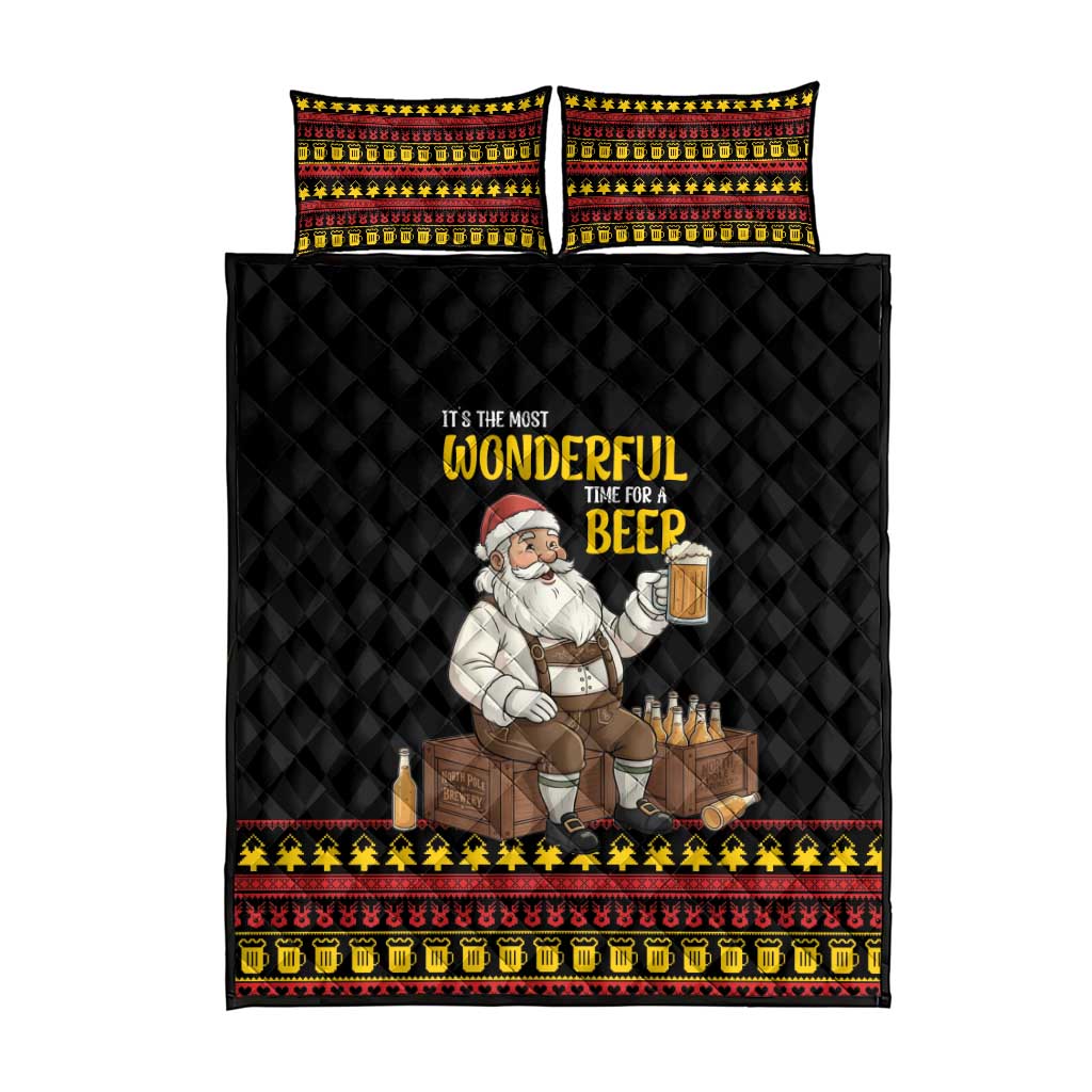 Funny Santa Claus Quilt Bed Set It's The Most Wonderful Time For A Beer - Wonder Print Shop