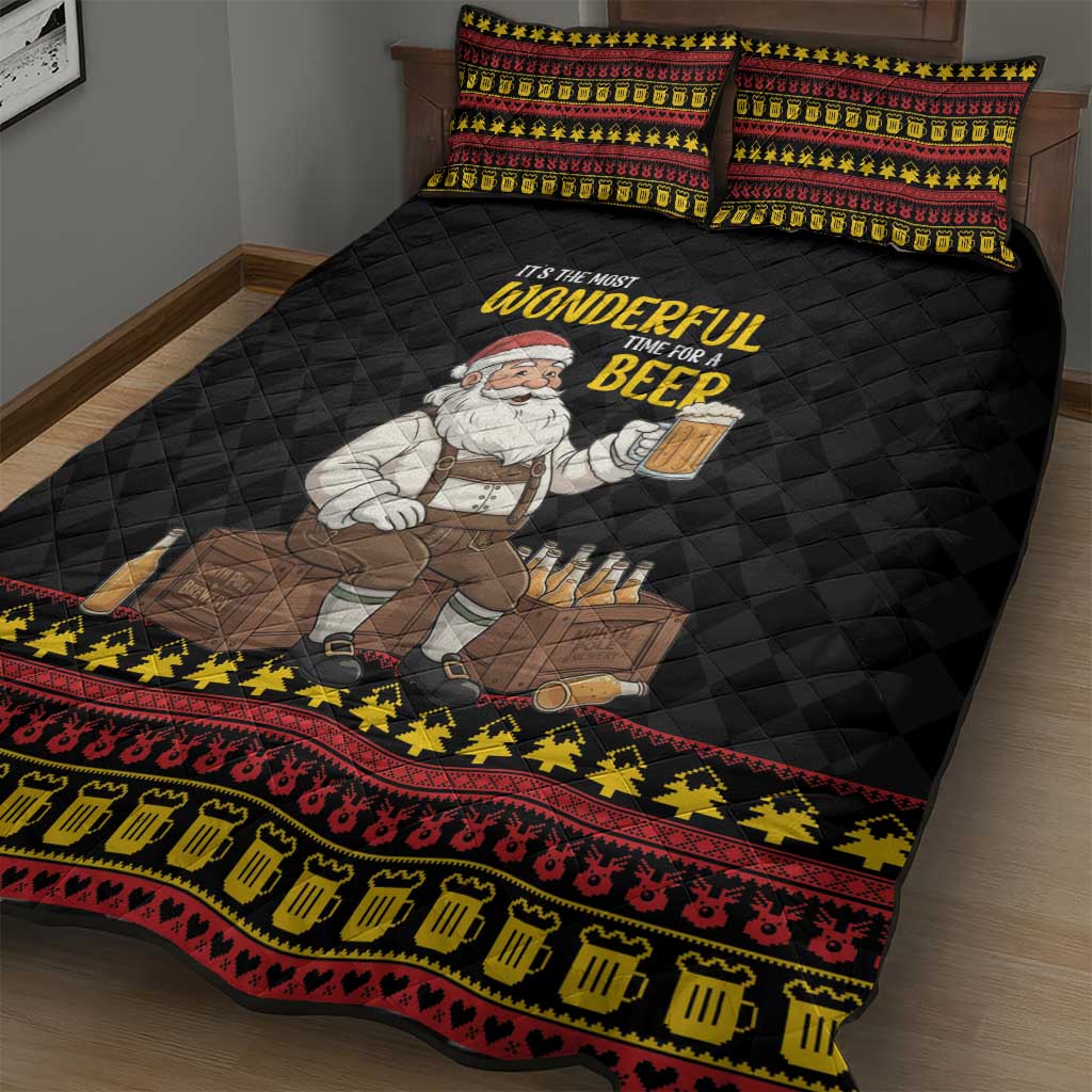Funny Santa Claus Quilt Bed Set It's The Most Wonderful Time For A Beer - Wonder Print Shop