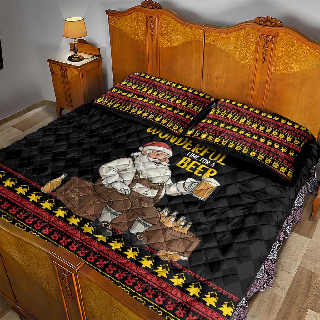 Funny Santa Claus Quilt Bed Set It's The Most Wonderful Time For A Beer - Wonder Print Shop