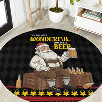 Funny Santa Claus Round Carpet It's The Most Wonderful Time For A Beer - Wonder Print Shop