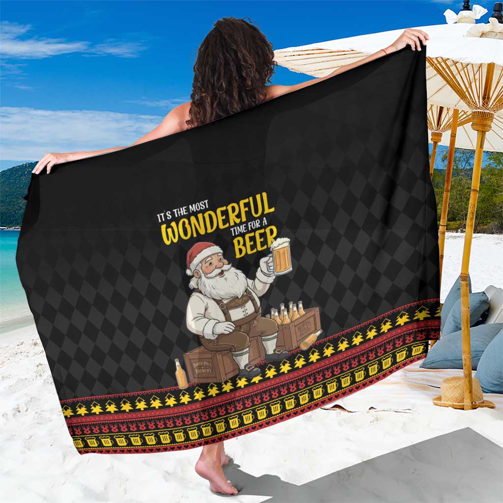Funny Santa Claus Sarong It's The Most Wonderful Time For A Beer - Wonder Print Shop