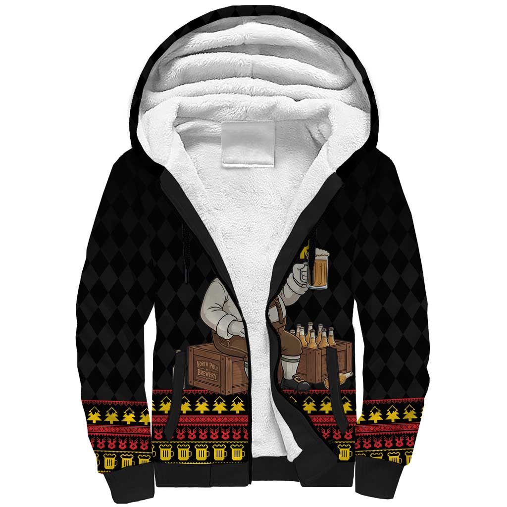 Funny Santa Claus Sherpa Hoodie It's The Most Wonderful Time For A Beer - Wonder Print Shop