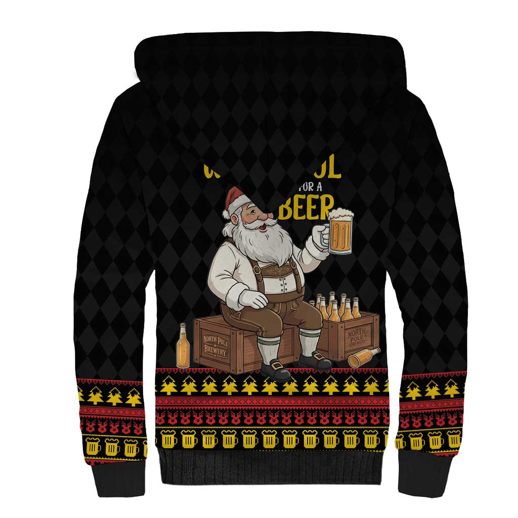 Funny Santa Claus Sherpa Hoodie It's The Most Wonderful Time For A Beer - Wonder Print Shop