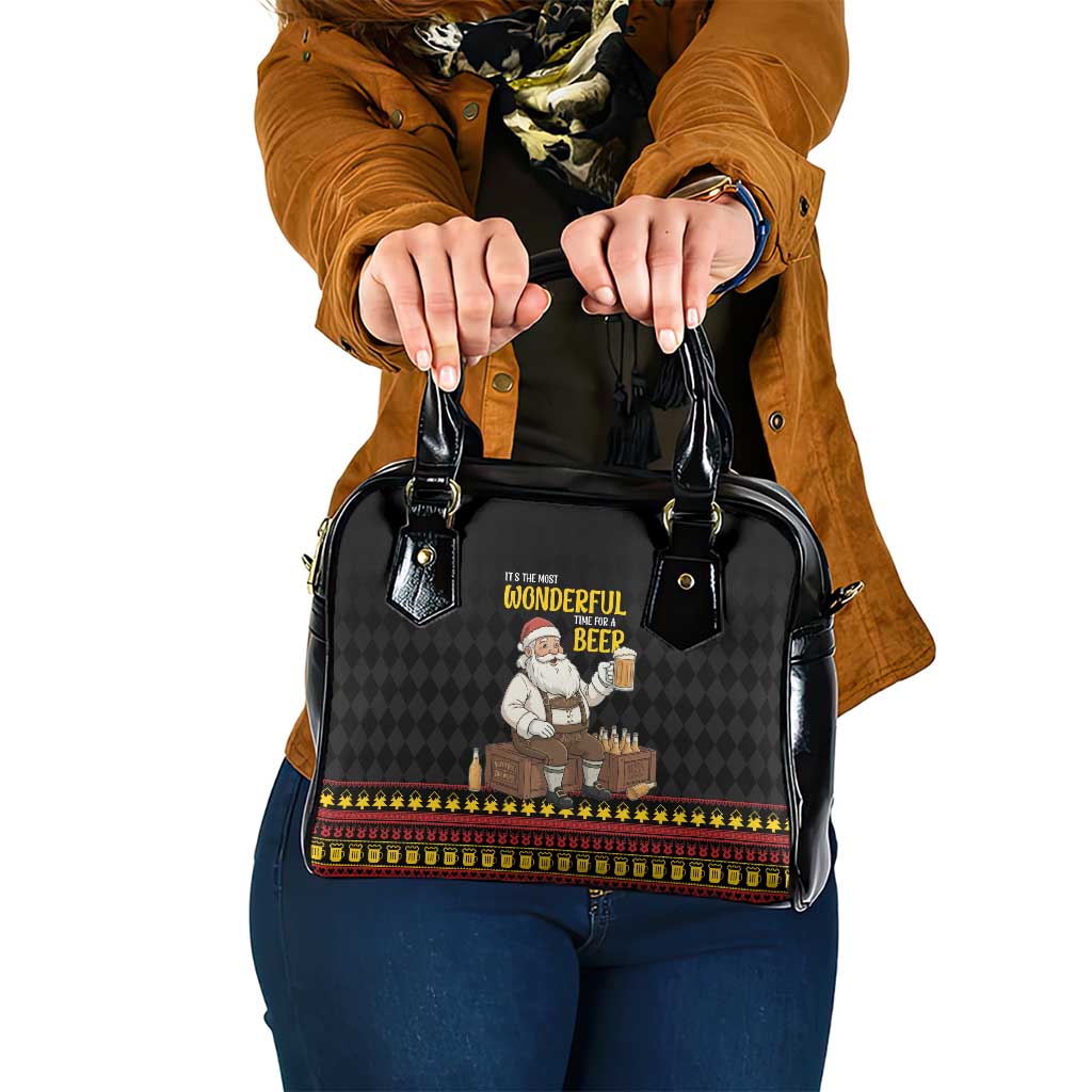 Funny Santa Claus Shoulder Handbag It's The Most Wonderful Time For A Beer - Wonder Print Shop