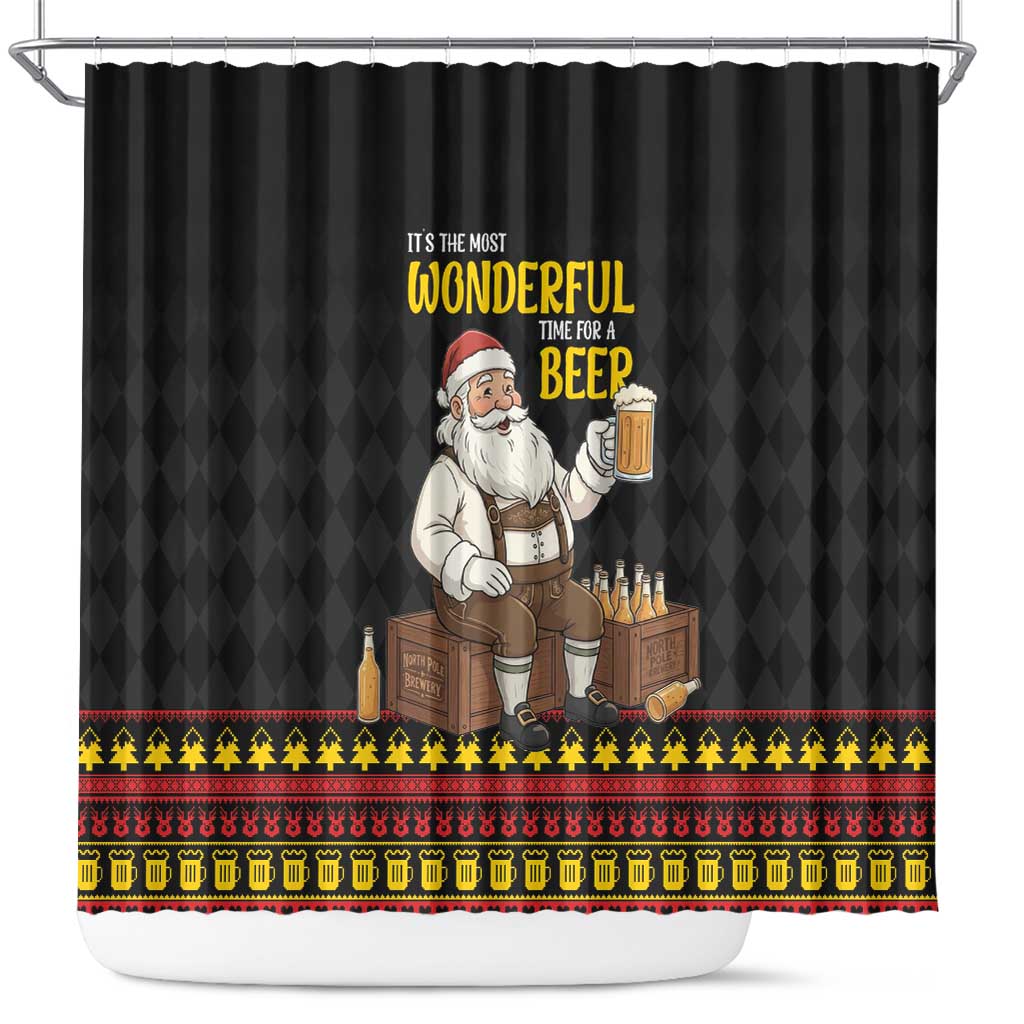 Funny Santa Claus Shower Curtain It's The Most Wonderful Time For A Beer - Wonder Print Shop