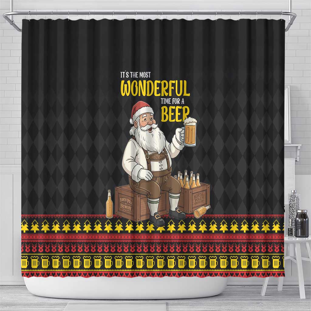 Funny Santa Claus Shower Curtain It's The Most Wonderful Time For A Beer - Wonder Print Shop