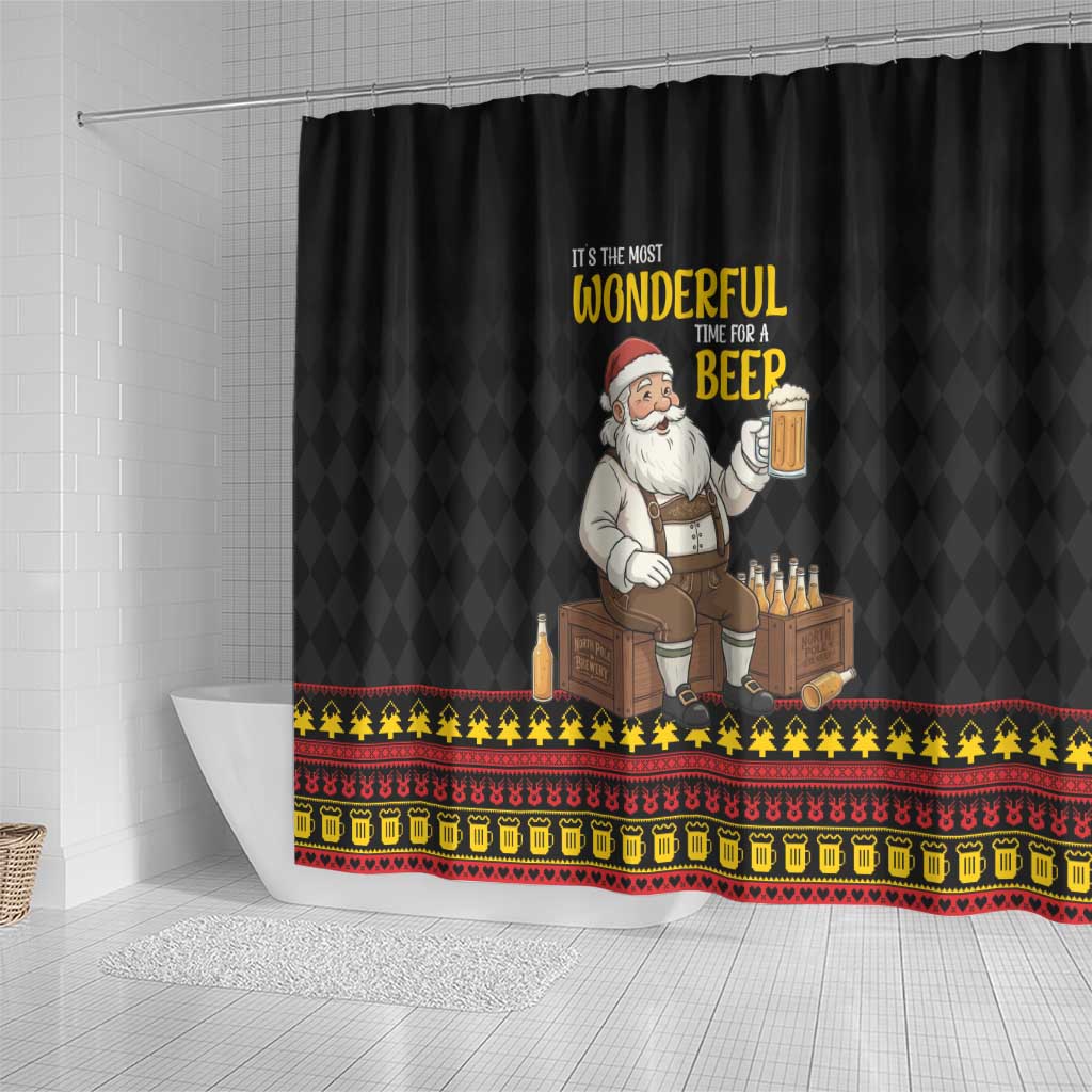 Funny Santa Claus Shower Curtain It's The Most Wonderful Time For A Beer - Wonder Print Shop