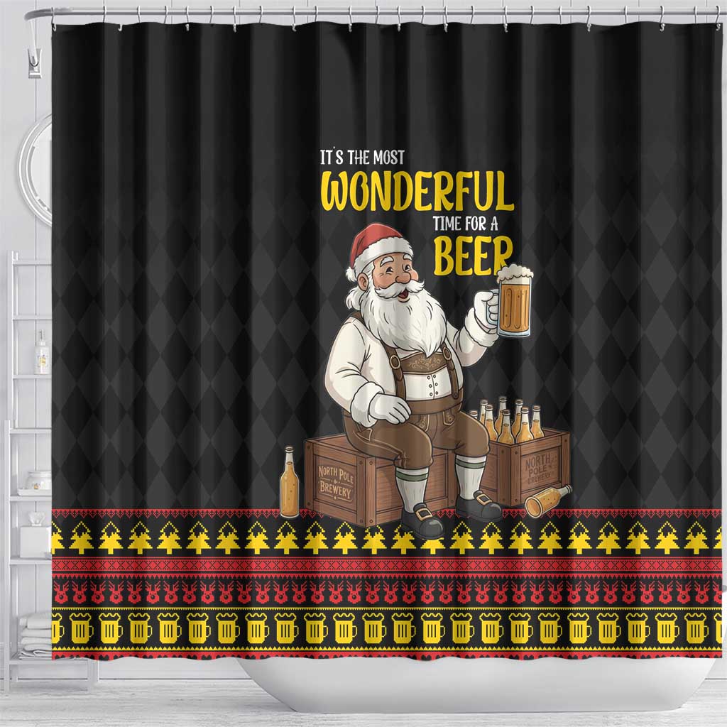 Funny Santa Claus Shower Curtain It's The Most Wonderful Time For A Beer - Wonder Print Shop