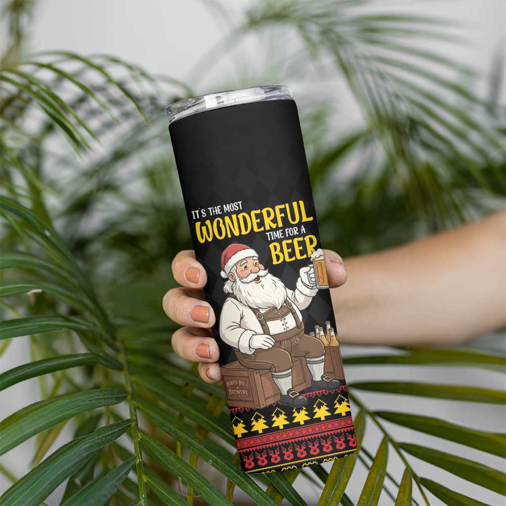 Funny Santa Claus Skinny Tumbler It's The Most Wonderful Time For A Beer - Wonder Print Shop