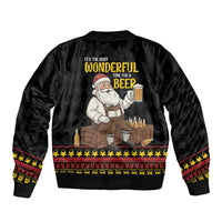 Funny Santa Claus Sleeve Zip Bomber Jacket It's The Most Wonderful Time For A Beer - Wonder Print Shop