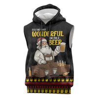 Funny Santa Claus Sleeveless Hoodie It's The Most Wonderful Time For A Beer - Wonder Print Shop