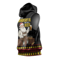 Funny Santa Claus Sleeveless Hoodie It's The Most Wonderful Time For A Beer - Wonder Print Shop