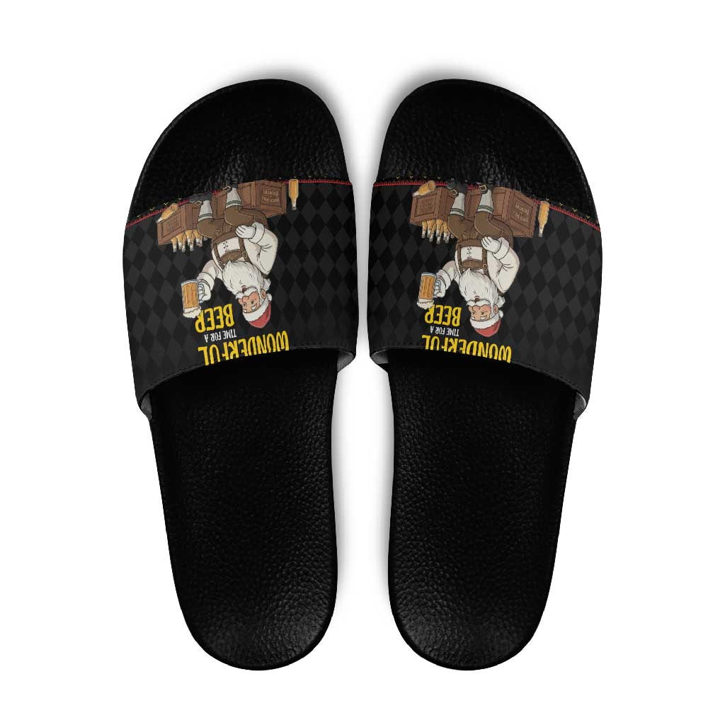 Funny Santa Claus Slide Sandals It's The Most Wonderful Time For A Beer - Wonder Print Shop