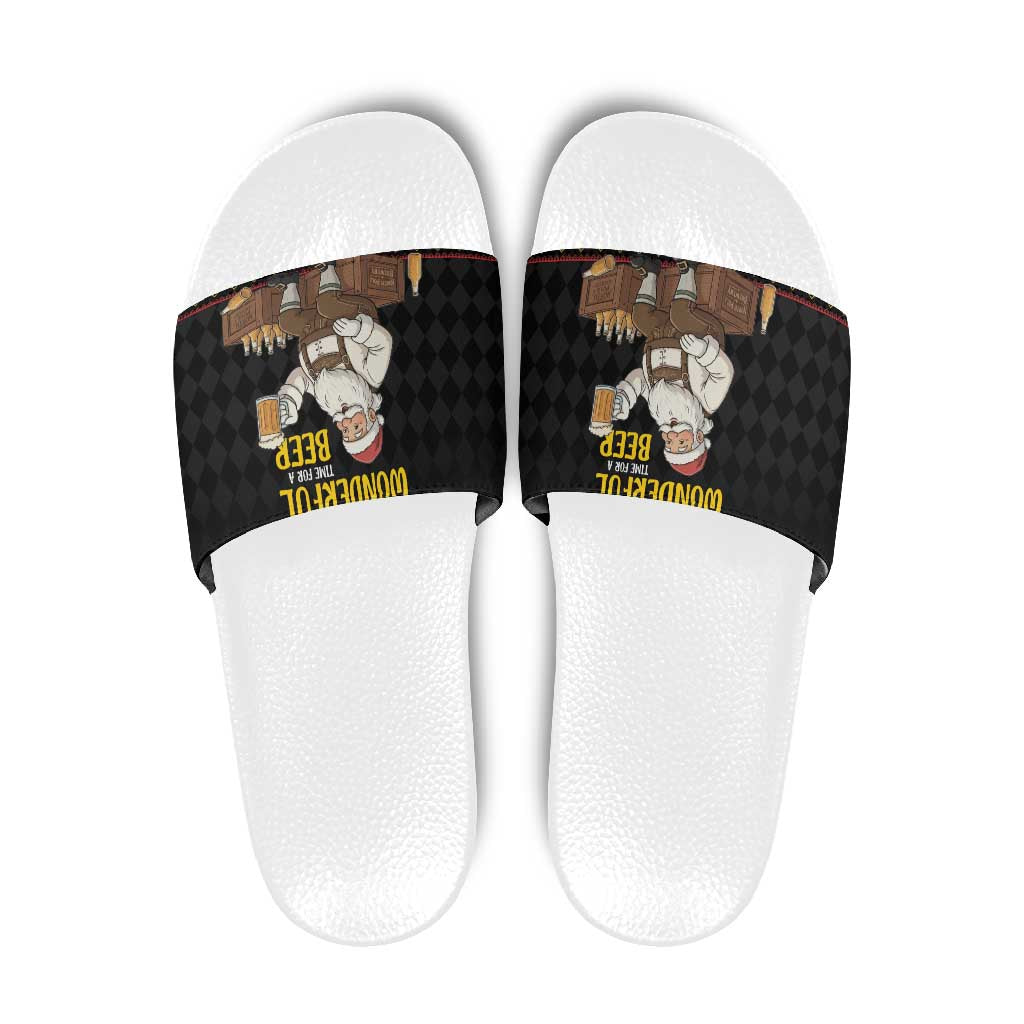 Funny Santa Claus Slide Sandals It's The Most Wonderful Time For A Beer - Wonder Print Shop